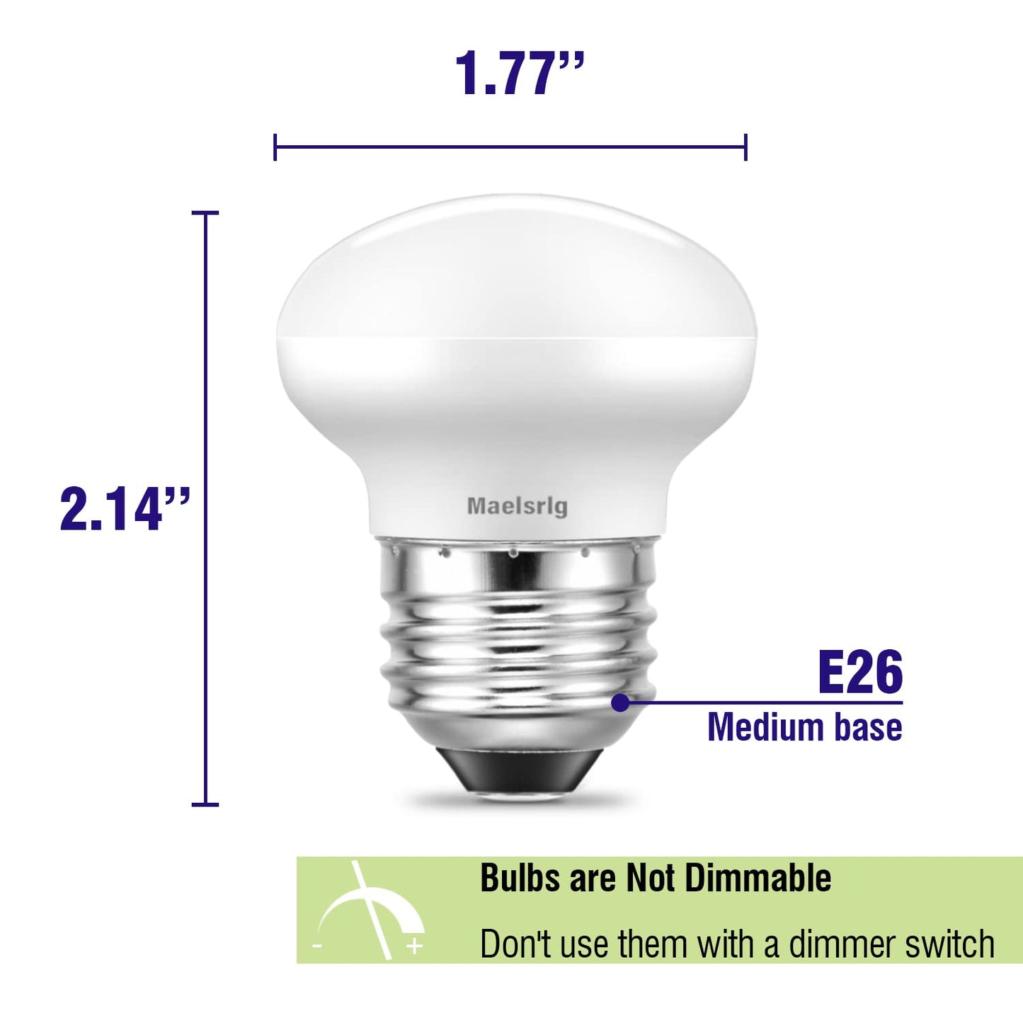 Maelsrlg R14 LED Bulb 4W(40W Equivalent) Mini Reflector Flood Light Bulbs 2700K Soft White, Curio Cabinet Light Bulb, Non-Dimmable, E26 Base Short