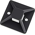 FIXSON Zip Tie Mount Square Adhesive Cable Ties for Wire Clips Cable Management (pack of 100) (40x40mm, Black)
