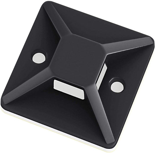 FIXSON Zip Tie Mount Square Adhesive Cable Ties for Wire Clips Cable Management (pack of 100) (40x40mm, Black)