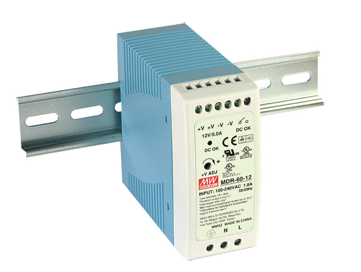 Mean Well Original MDR-60-12 Single Output Industrial DIN Rail Power Supply 12V 5A 60W