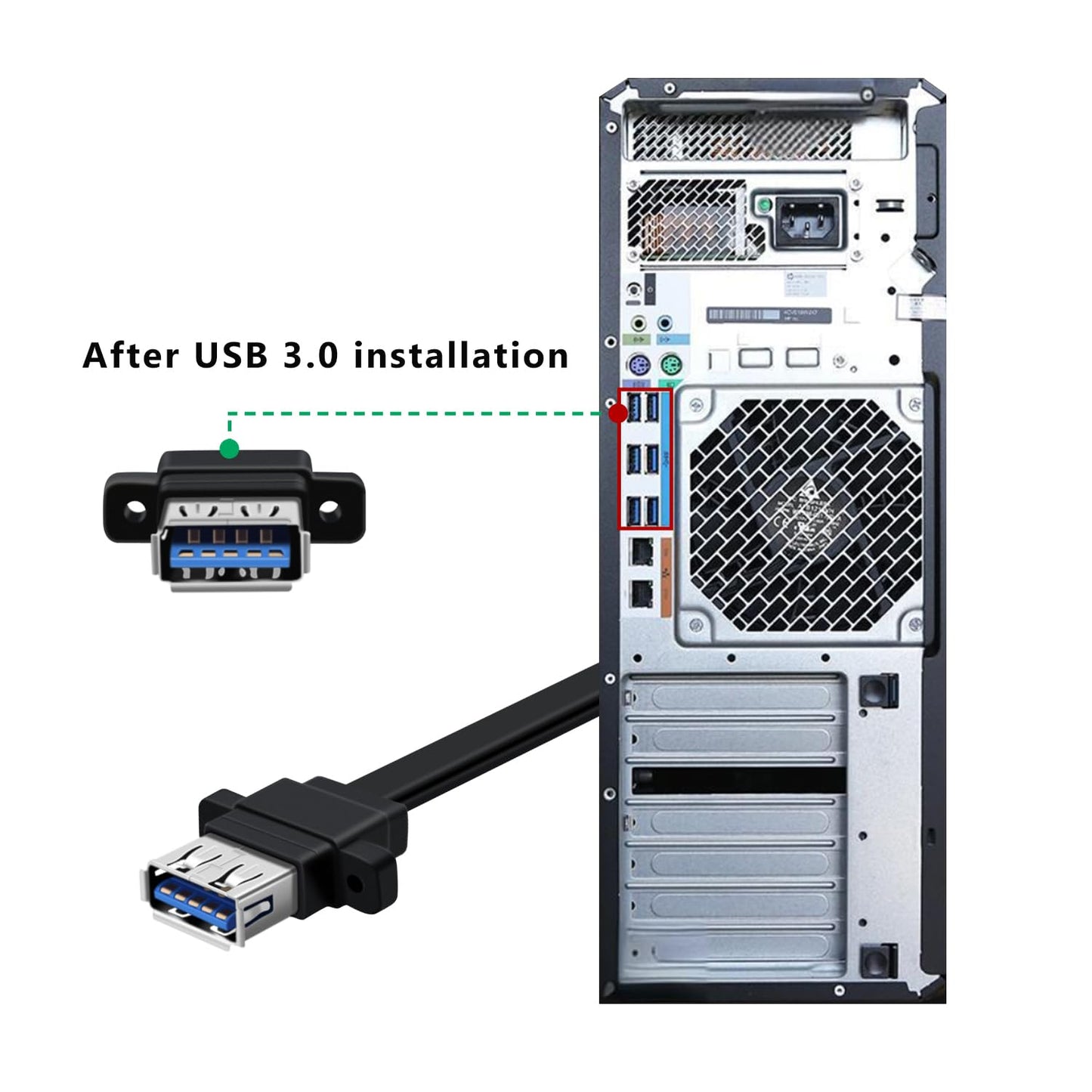 HuaLiSiJi USB 3.0 Front Panel Cable 5Gbps USB 3 0 Header Extension Cable 19/20 Pin USB 3.0 Front Panel Extension with Panel Mount Holes (30cm)