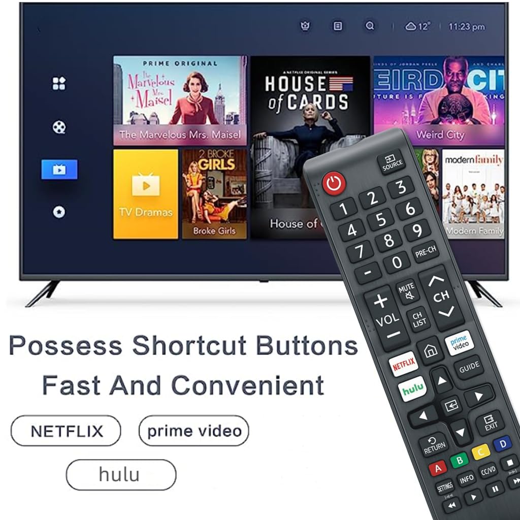 BN59-01315A BN59-01315D Replacement Remote Compatible with All Samsung Smart TV, 4K UHD Curve Ultra HDTV LED 6 7 8 Series with Netflix, Prime Video