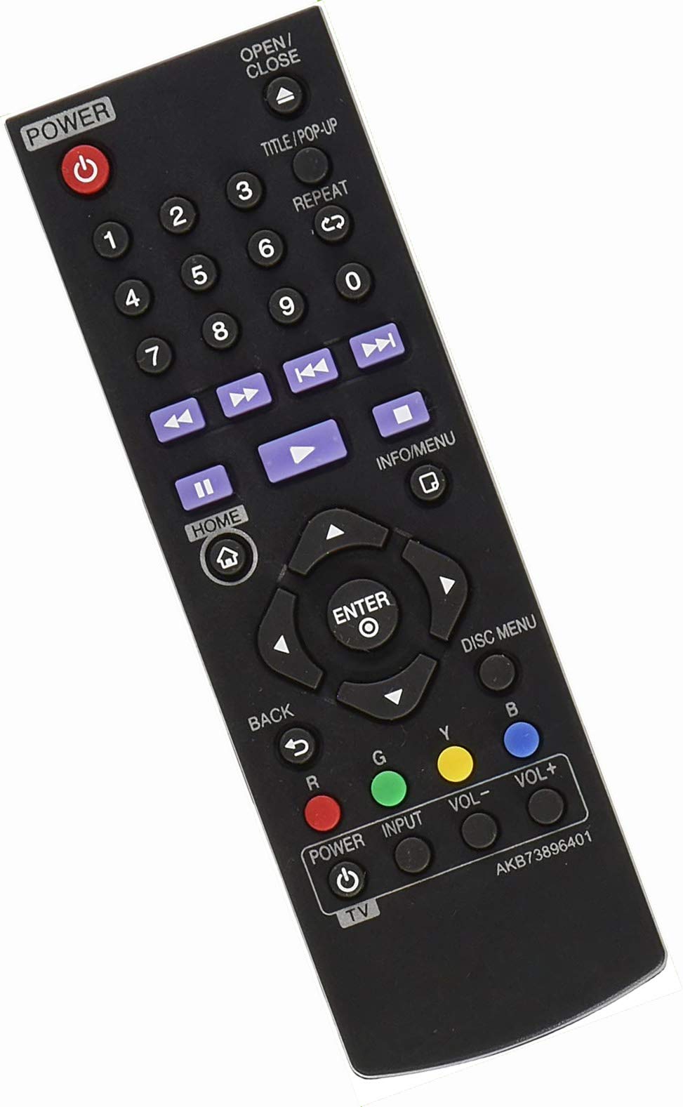 AKB73896401 Remote Control Replacement for LG BLU RAY DISC DVD Player BPM25 BPM35 BP550 BD640 BP200 BP300 BP340 BP350 BP135W BP145 BP155N BP175 BP255