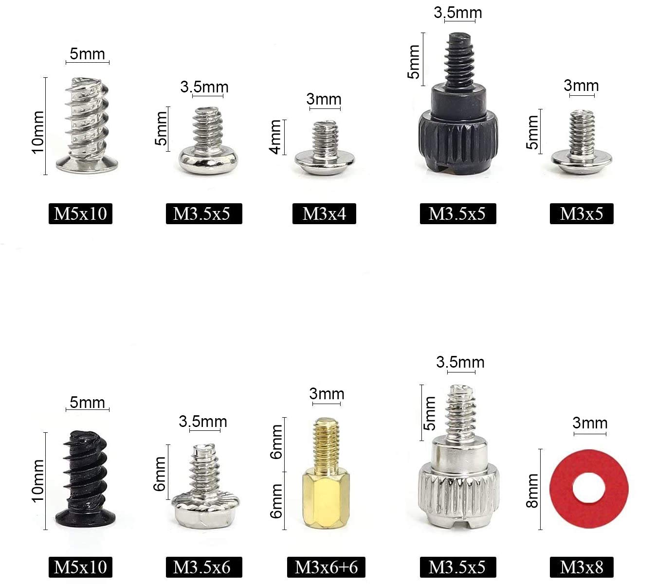 Sutemribor 300PCS Personal Computer Screw Standoffs Set Kit for Hard Drive Computer Case Motherboard Fan Power Graphics
