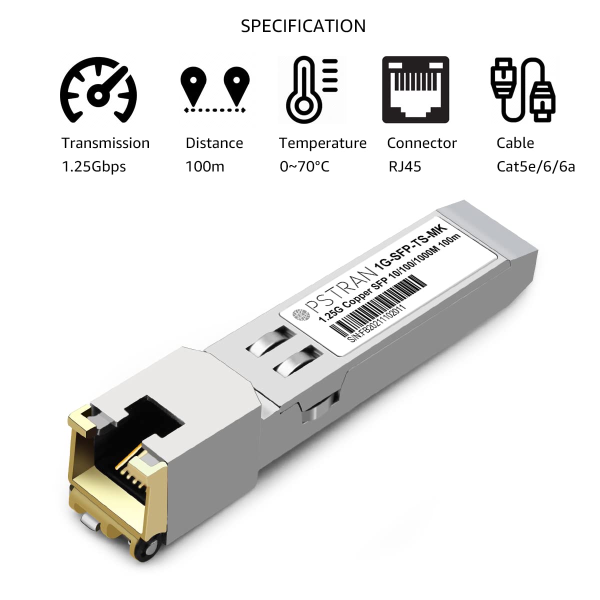 OPSTRAN 10/100/1000BASE-T SFP RJ45 Copper Transceiver Module Compatible with Mikrotik S-RJ01 100m Cat 6/Cat 6a