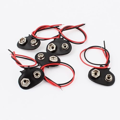 uxcell 5 Pcs Dual Wires 9V Batteries Clip Connectors Battery Holder Buckle