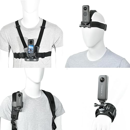 Accessory Kit for Insta360 X5/X4/X3/Ace Pro/Go3S - Action Camera Chest/Backpack/Head Strap Mount Bundle Compatible with GoPro Hero 13-10, DJI Osmo