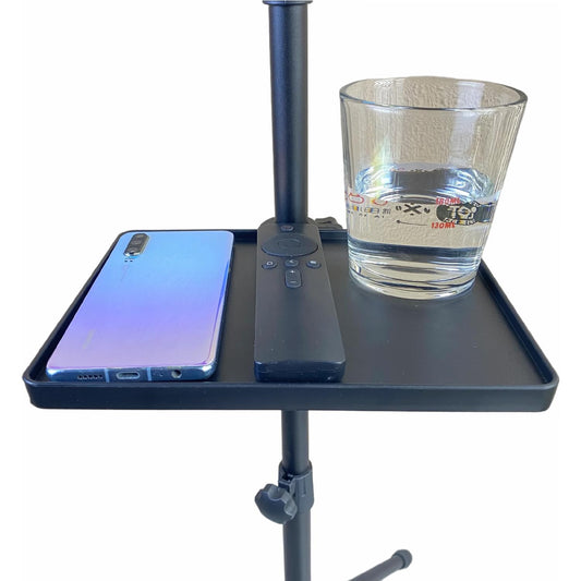 Mic Stand Tray, Soporte Microfono, Tripod Clamp Shelf for Music Sheet, Streaming, Karaoke, Recording - Drum Accessories, Lash Organizer (Small- Not