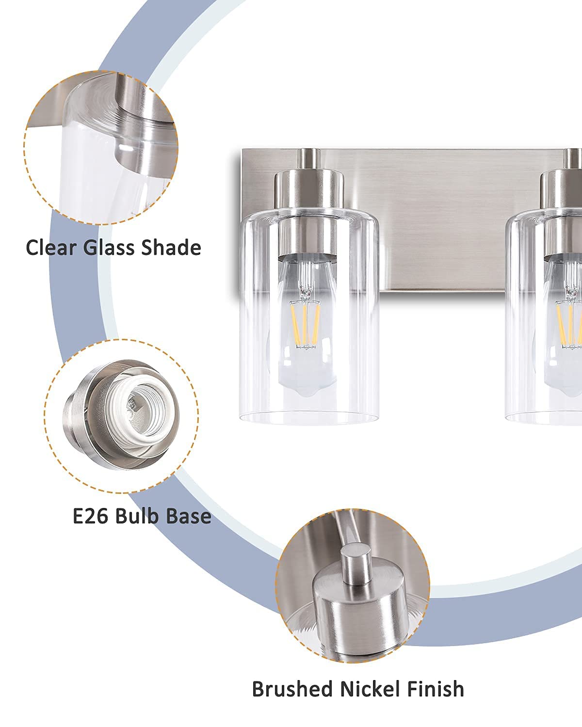 Chosenior 3-Light Bathroom Vanity Light Fixtures,Modern Wall Sconces,Bathroom Lights Over Mirror,Wall Mounted Lamp for Kitchen Living Room Bedroom