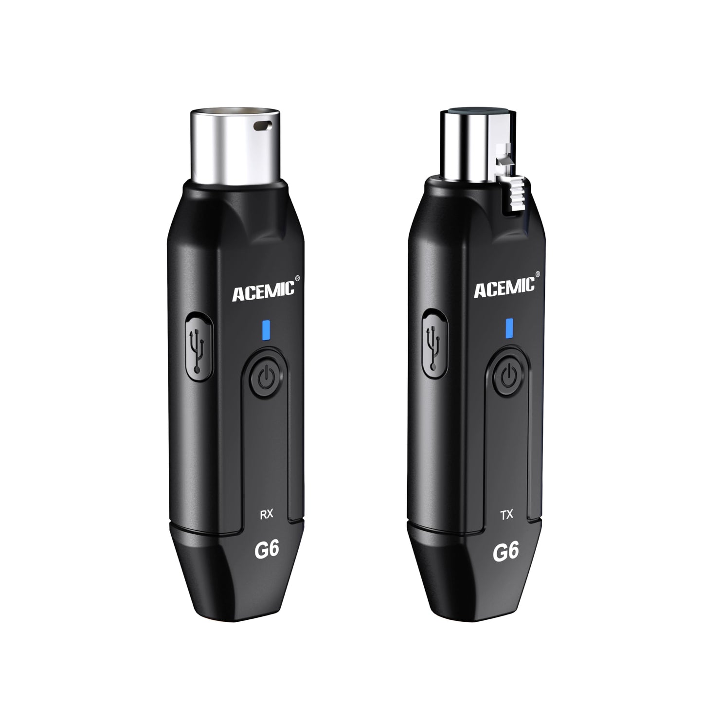 ACEMIC 2.4G Wireless Microphone Audio Transmitter and Receiver System Plug-on XLR Mic Adapter 6 Channels for Dynamic Mic, Audio Mixer, PA System, G6