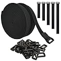 UONIKA 40ft Hook and Loop Straps with 60 Buckles, Adjustable Reusable Cable Straps, Arbitrarily Cut Fixing Nylon Cinch Strap