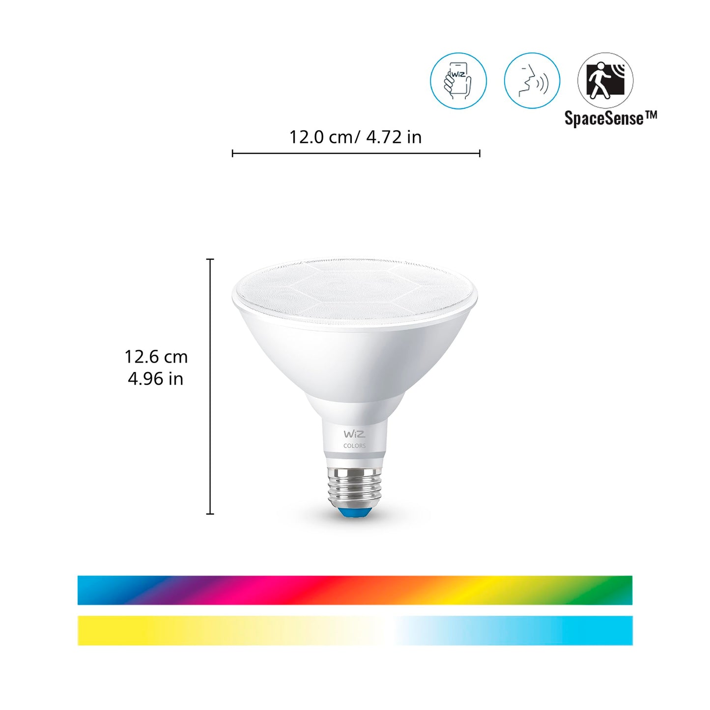 WiZ Connected 120W PAR38 Color LED Light Bulb - Connects to Your Wi-Fi - E26 Smart Bulb - Control with Voice or App + Activate with Motion - Matter