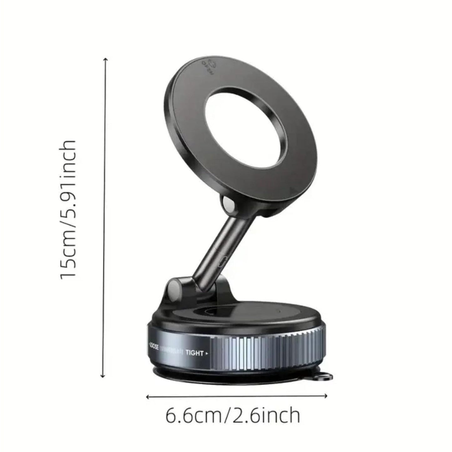Magnetic Phone Mount, Multi-Surface Stand with N52 Magnet, 5.9-inch Adjustable Arm, for Car, Office Desk, Kitchen (Black)