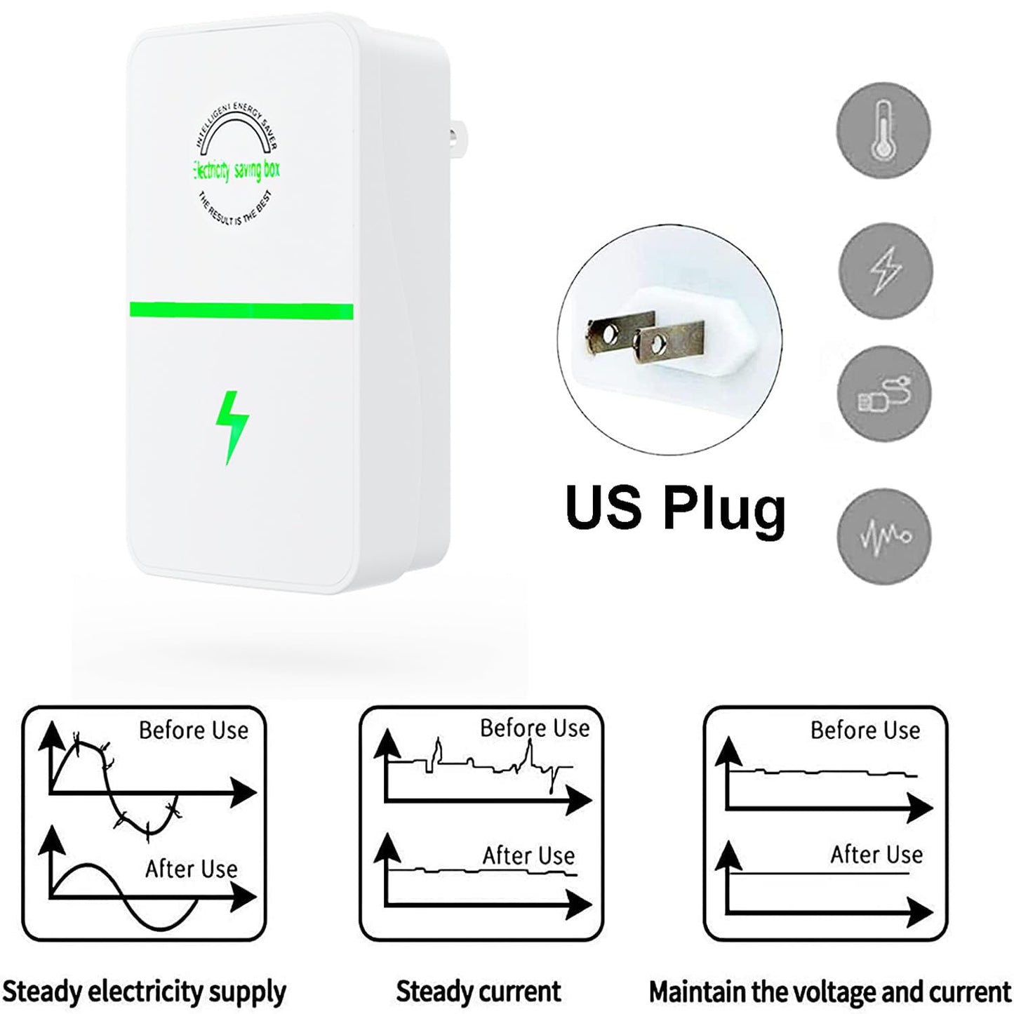 Stop Watt Device Plug-in for Home,Energy Savings Device,Power Efficiency Device,Smart Power Saver Plug with Voltage Stabilizer Protector,Smart Plug