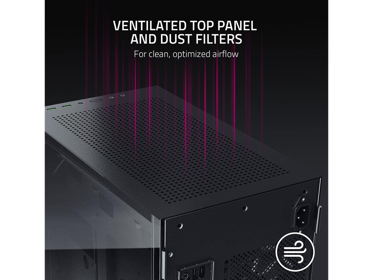 Razer Tomahawk Mini-ITX Gaming Case: Dual-Sided Tempered Glass Swivel Doors, Ventilated Top Panel, Chroma RGB Underglow Lighting, Built-in Cable