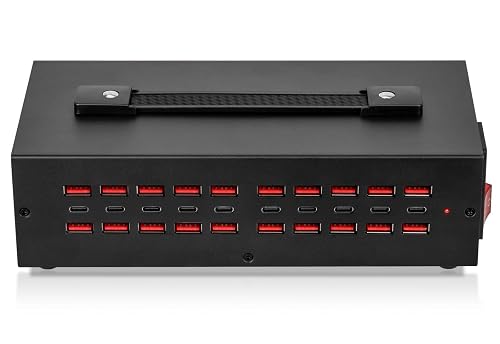 Portable USB~C Charger Block, 250W(30A) 30 Port (20 A & 10 C Port) Home Fast Charging Station for Multiple Devices, Desktop USB Wall Charger