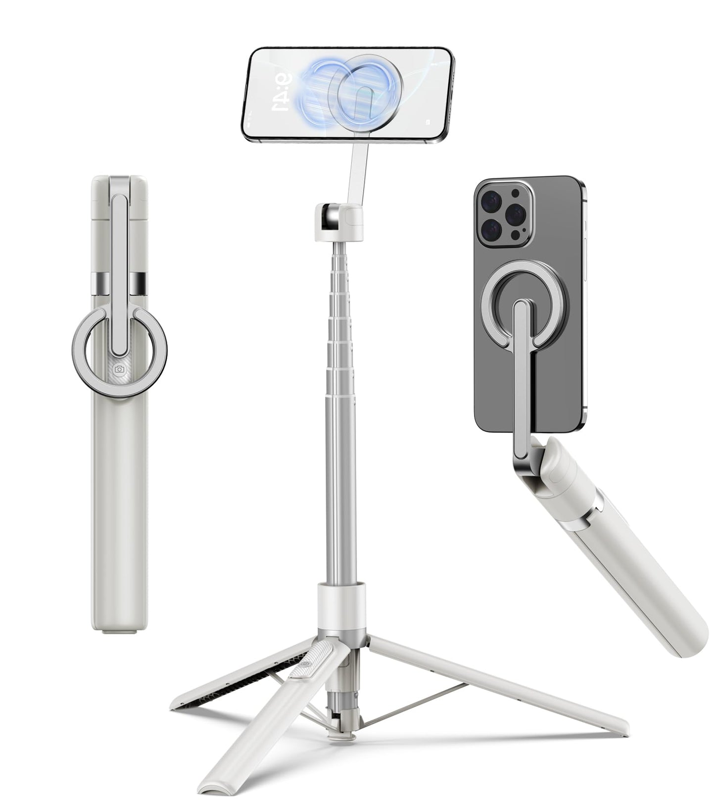 TONEOF 60" Cell Phone Selfie Stick,Smartphone Tripod Stand All-in-1 with Integrated Wireless Remote,Portable,Lightweight,Tall Extendable Phone Tripod