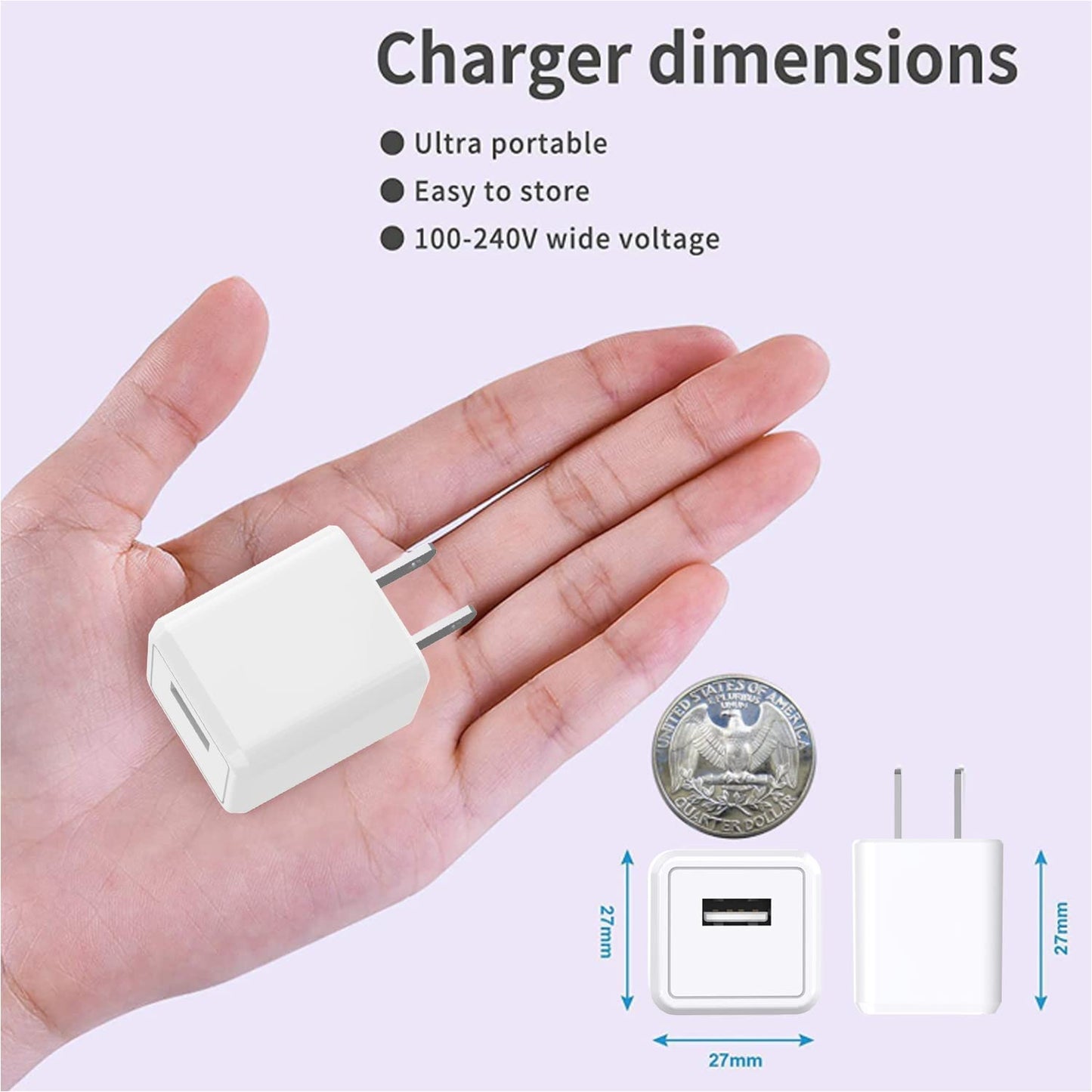 [Apple MFi Certified] iPhone Charger, 2Pack Lightning Cable Apple Charging Cords &Fast Quick USB Wall Charger Travel Block Plug Adapter for iPhone