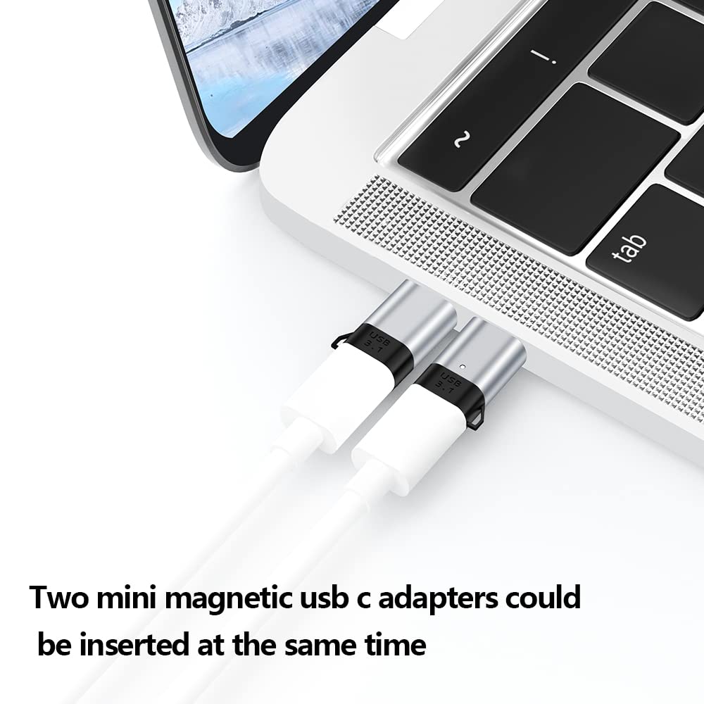 SHEEAST Magnetic USB C Adapter Connector Straight 24 Pin Mini Magnetic USB C Adapter 100W PD Fast Charge 20Gbs Data Transfer USB3.1