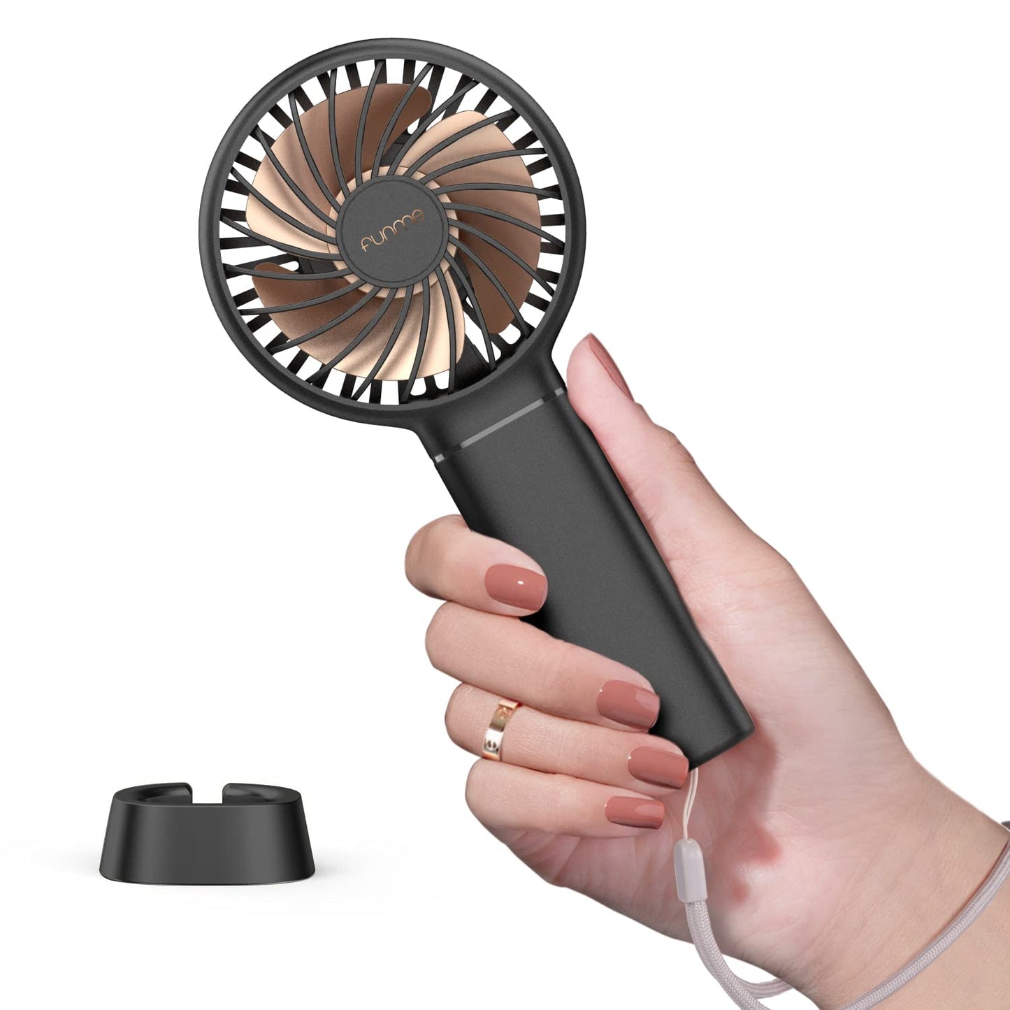 OUTXE Funme Mini Handheld Fan 3500mAh, Small Personal Portable USB Rechargeable Makeup Eyelash Beauty Fan for Women Girls Black