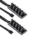 DIANN 2pcs PWM Fan Splitter Extension Cable 1 to 5 Computer Splitter Compatible With 3 & 4 Pin PC Cooling Fans