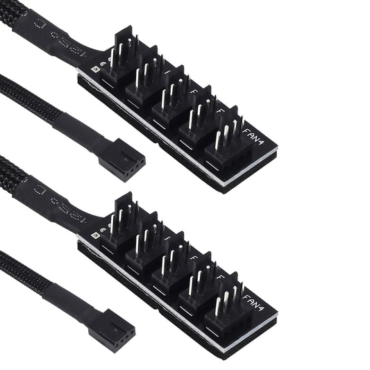 DIANN 2pcs PWM Fan Splitter Extension Cable 1 to 5 Computer Splitter Compatible With 3 & 4 Pin PC Cooling Fans