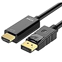 DisplayPort to HDMI Cable, Uni-Directional 4K DP to HDMI Cable 6 Feet, 4K@30Hz, 1080P Full HD, Male to Male Compatible for Computer, NVIDIA, AMD