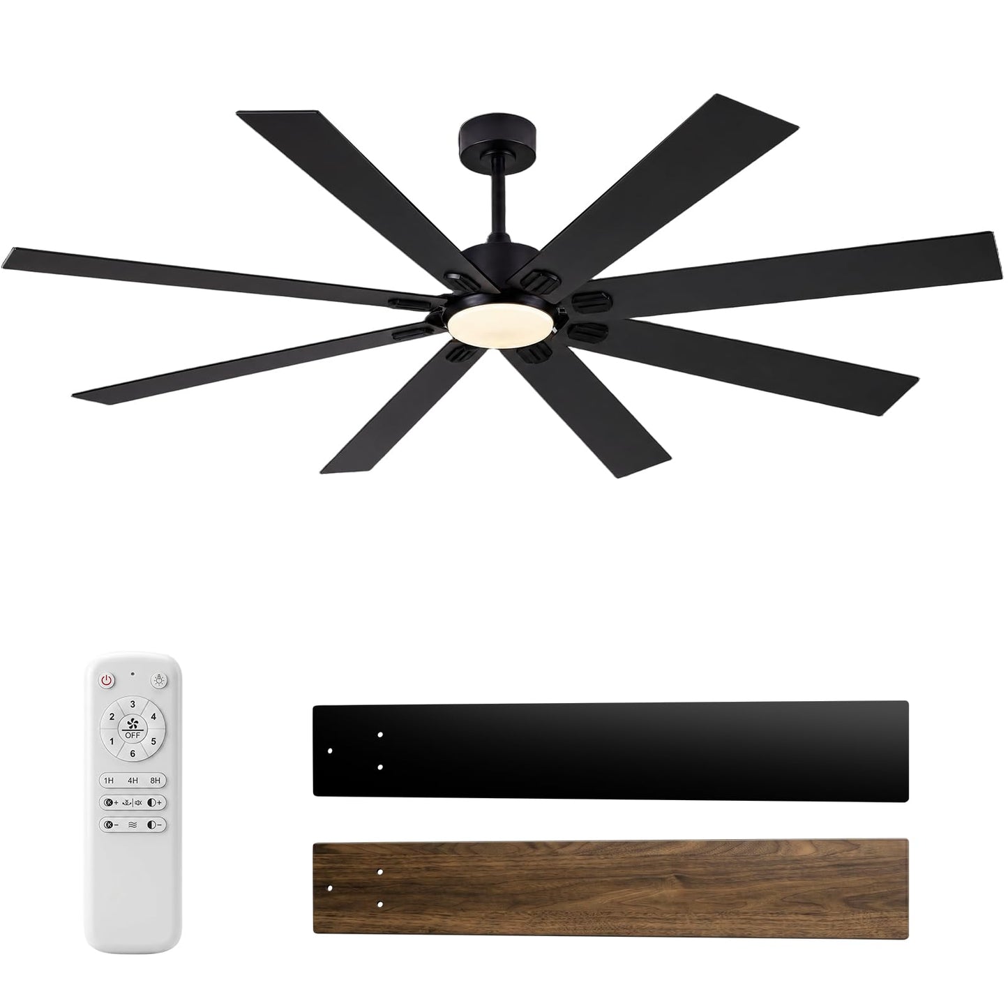 MYLLIUIM Ceiling Fans with Lights, 72 Inch Brown Indoor Fan with Remote and App Control, Dimmable LED Light, 6 Speeds, Reversible Airflow, Low Noise