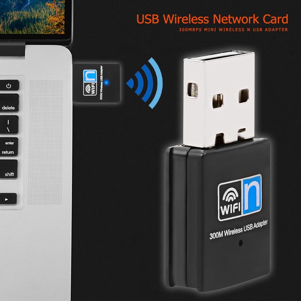 300Mbps USB WiFi Adapter, Wireless LAN Network Card Adapter Stick USB 2.0 Dongle for Desktop Laptop PC Windows 10 8 7 XP MAC OS (Plug-and-Play