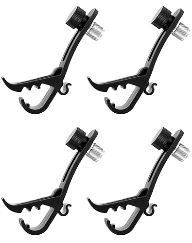 QWORK Drum Microphone Clips, 4 Pack, Black Metal