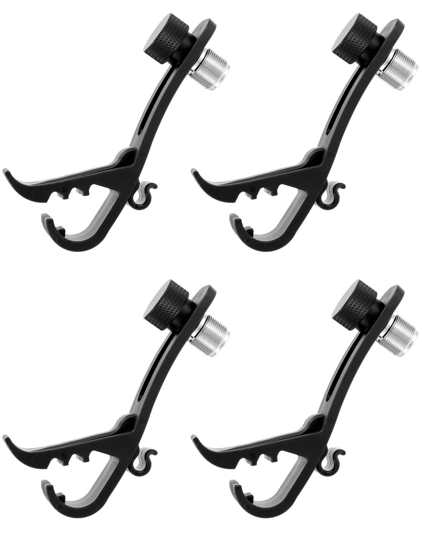 QWORK Drum Microphone Clips, 4 Pack, Black Metal