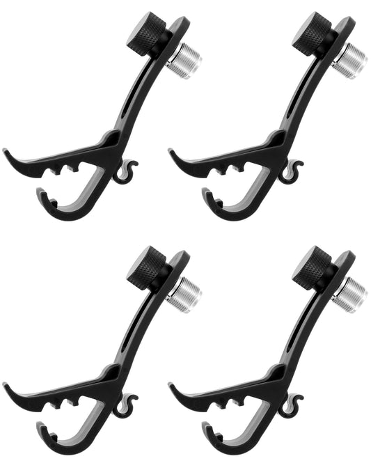QWORK Drum Microphone Clips, 4 Pack, Black Metal