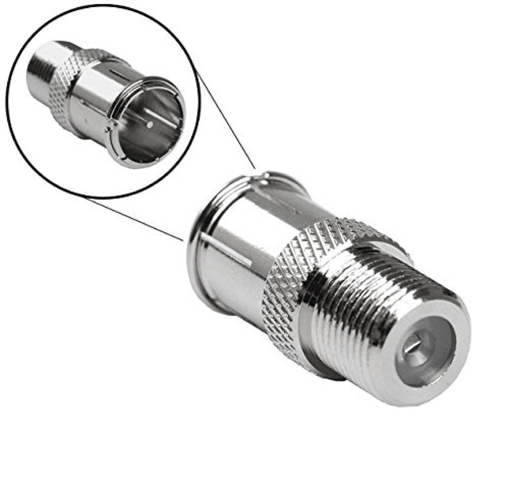 CESS F Type Female to Quick Push On Male Coax Adapter, Screw TV Antenna Connector, Silver, 2 Pack