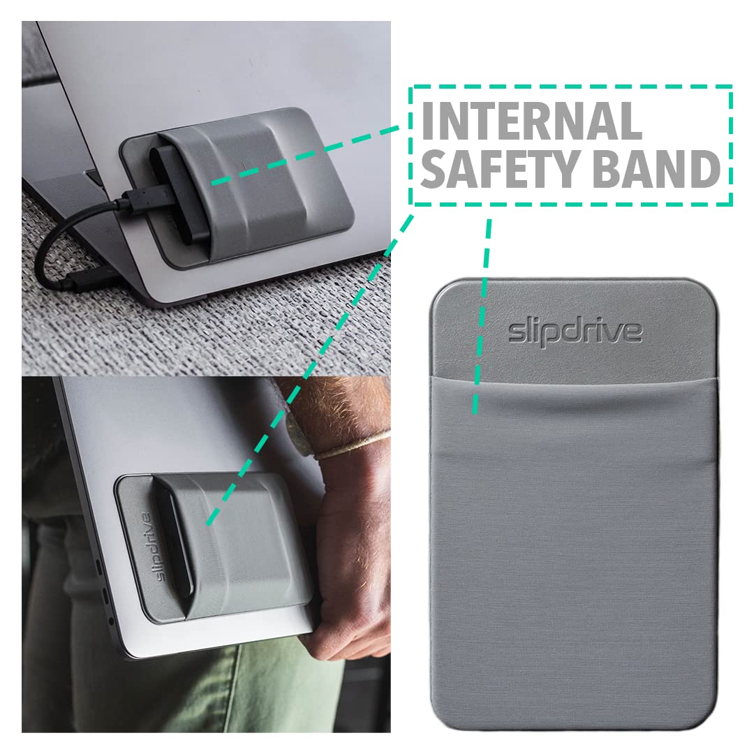 Slipdrive - Portable Hard Drive Sleeve for Laptop - SSD Solid State Drive - Reusable Adhesive - 5” x 3.2” Stick on External Hard Drive Carrying Case