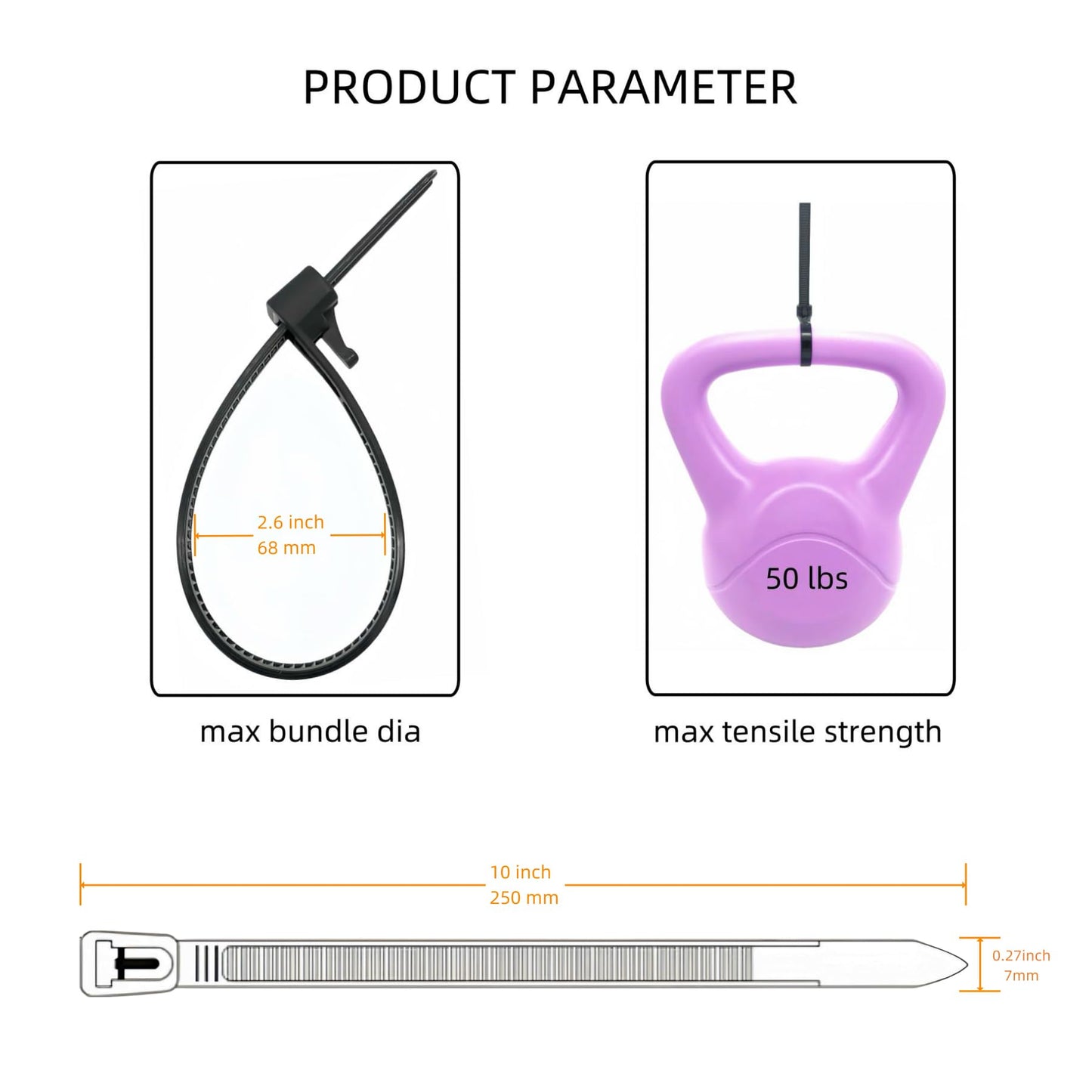 Zip Ties (White, 10 Inch)