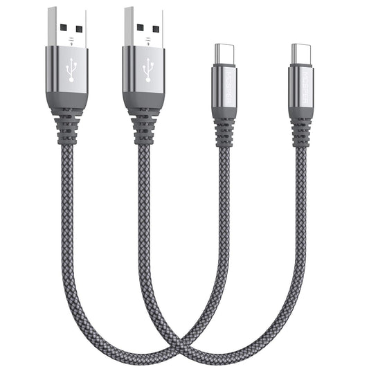 Short USB C Cable(0.5ft 2-Pack),USB Type C Charger Nylon Braided Fast Charging Cord Compatible iPhone 16/15 Pro/15 Pro Max Samsung Galaxy S10+ S9 S8