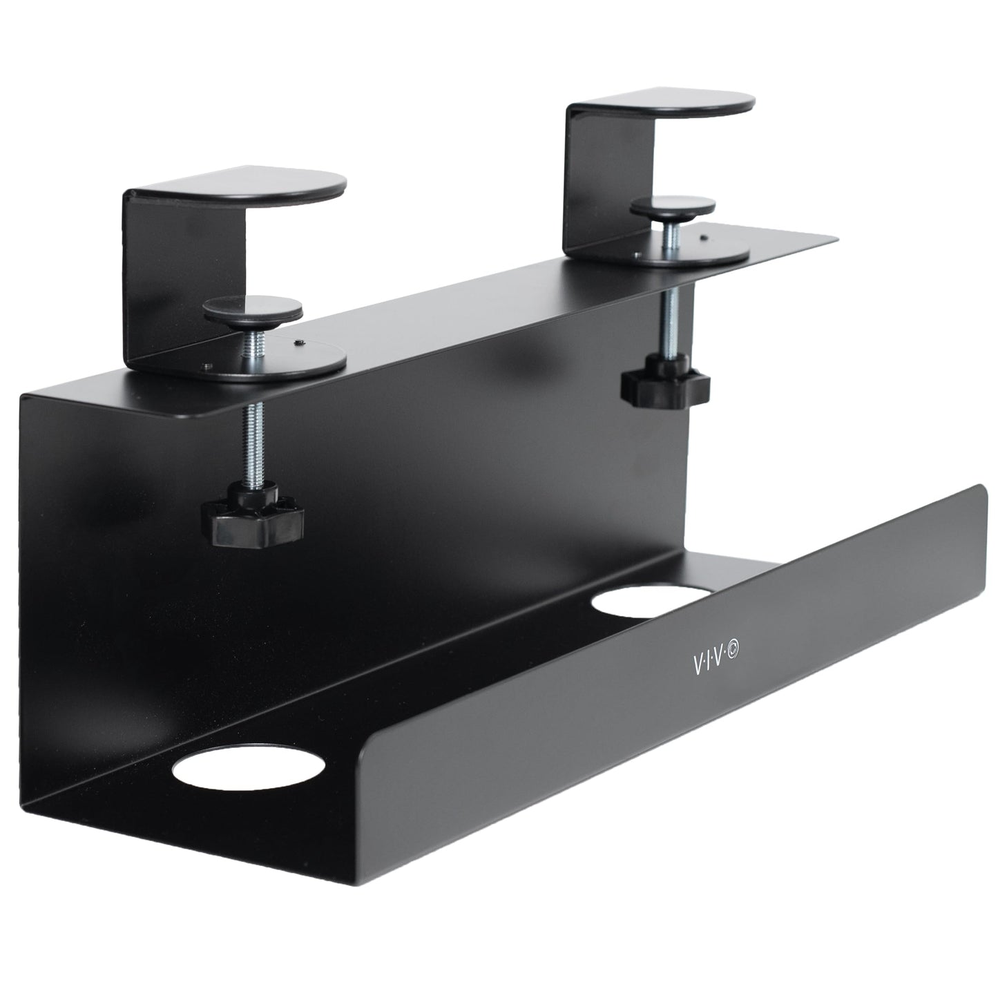 VIVO No Drill Clamp-on 17 inch Power Strip Cable Management Tray, Under Standing Desk Steel Cord Organizer, Black, DESK-CM6L-B