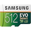SAMSUNG EVO Select Micro SD Memory Card with Adapter, 512GB microSDXC UHS-I U3 100MB/s Full HD & 4K UHD for Photos, Videos, Music Storage, MB-ME512HA