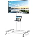 TVON Upgraded Mobile TV Stand on Wheels for 32-83 inch Flat Screen/Curved TVs up to 110 lbs, Height Adjustable Mobile TV Cart with Metal Laptop Shelf