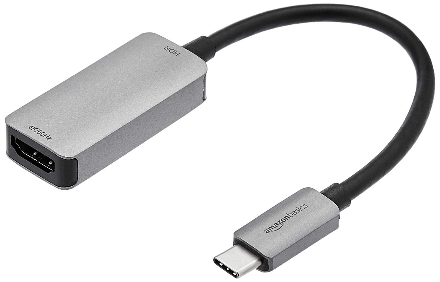 Amazon Basics USB-C 3.1 Male to HDMI Female Adapter for Phone and Tablet, 4K@60Hz, Portable, Plug and Play, Gray, 1.69 x 1.45 x 0.43 inches
