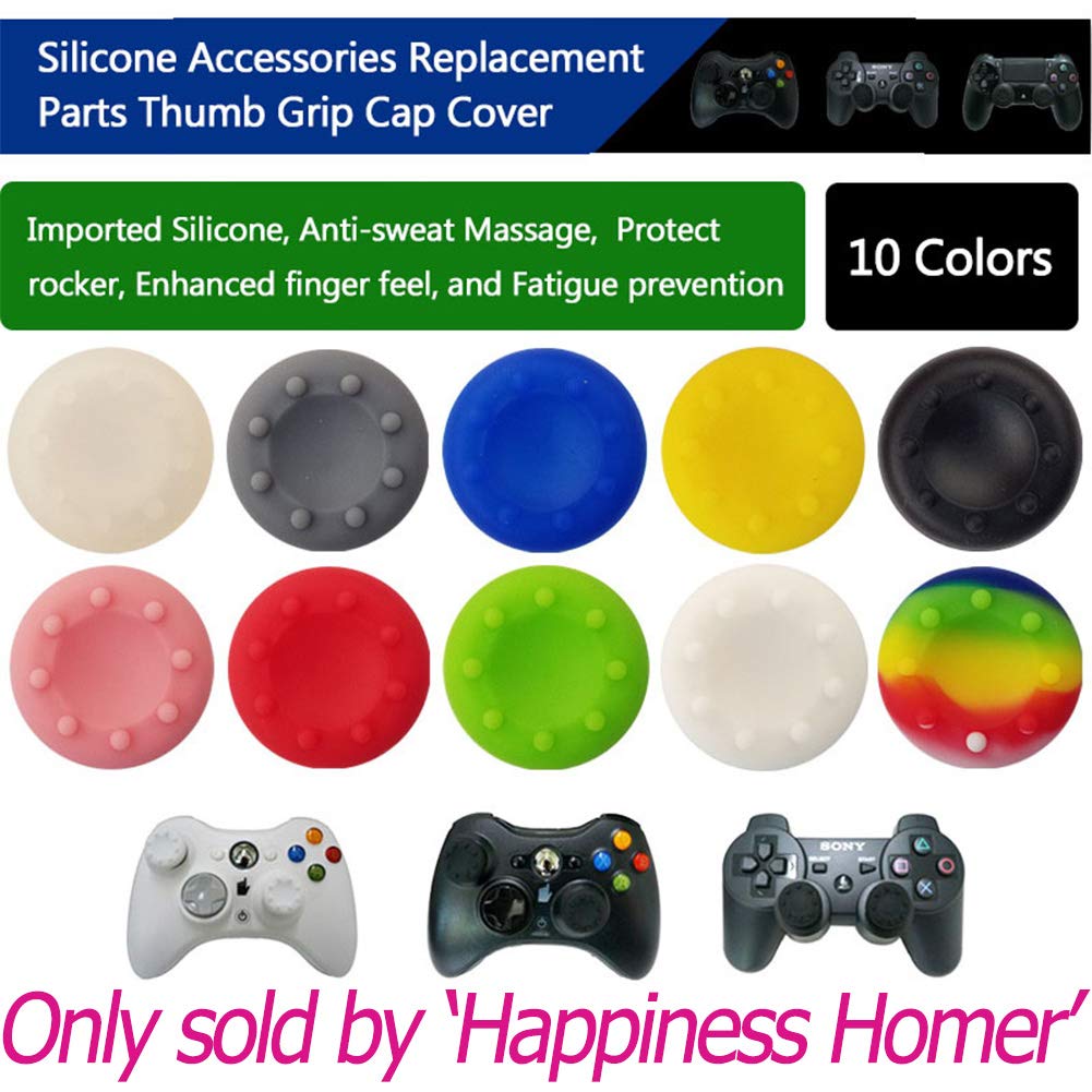 40 Pcs Colorful Silicone Accessories Replacement Part Thumb Grip Cap Cover, Analog Controller Thumb Stick Grips Cap Cover for PS2, PS3, PS4, Xbox 360
