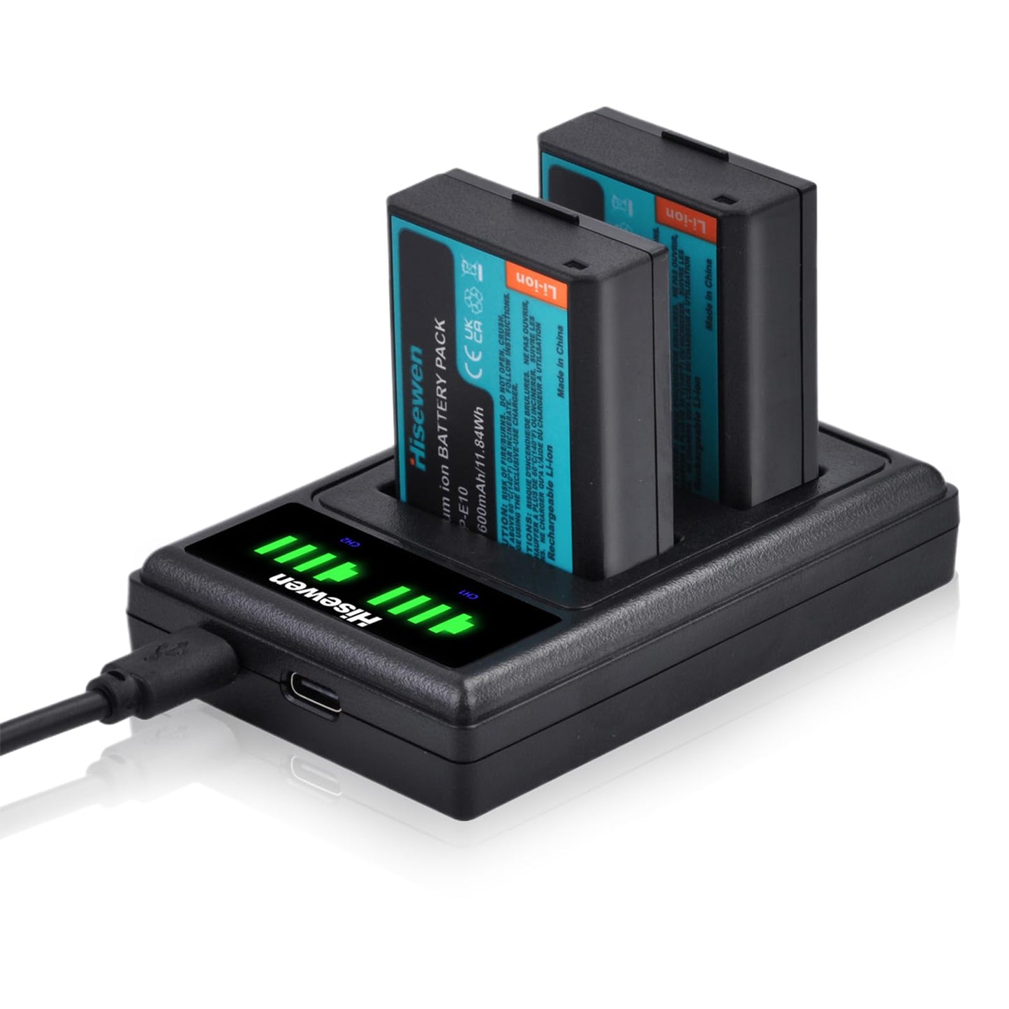 Hisewen LP-E10 Battery 2 Pack 1600 mAh and Dual Charger for Canon EOS Rebel T7 T6 T5 T3 T100 Kiss X90 X80 X70 X50 1100D 1200D 1300D 1500D 2000D 3000D