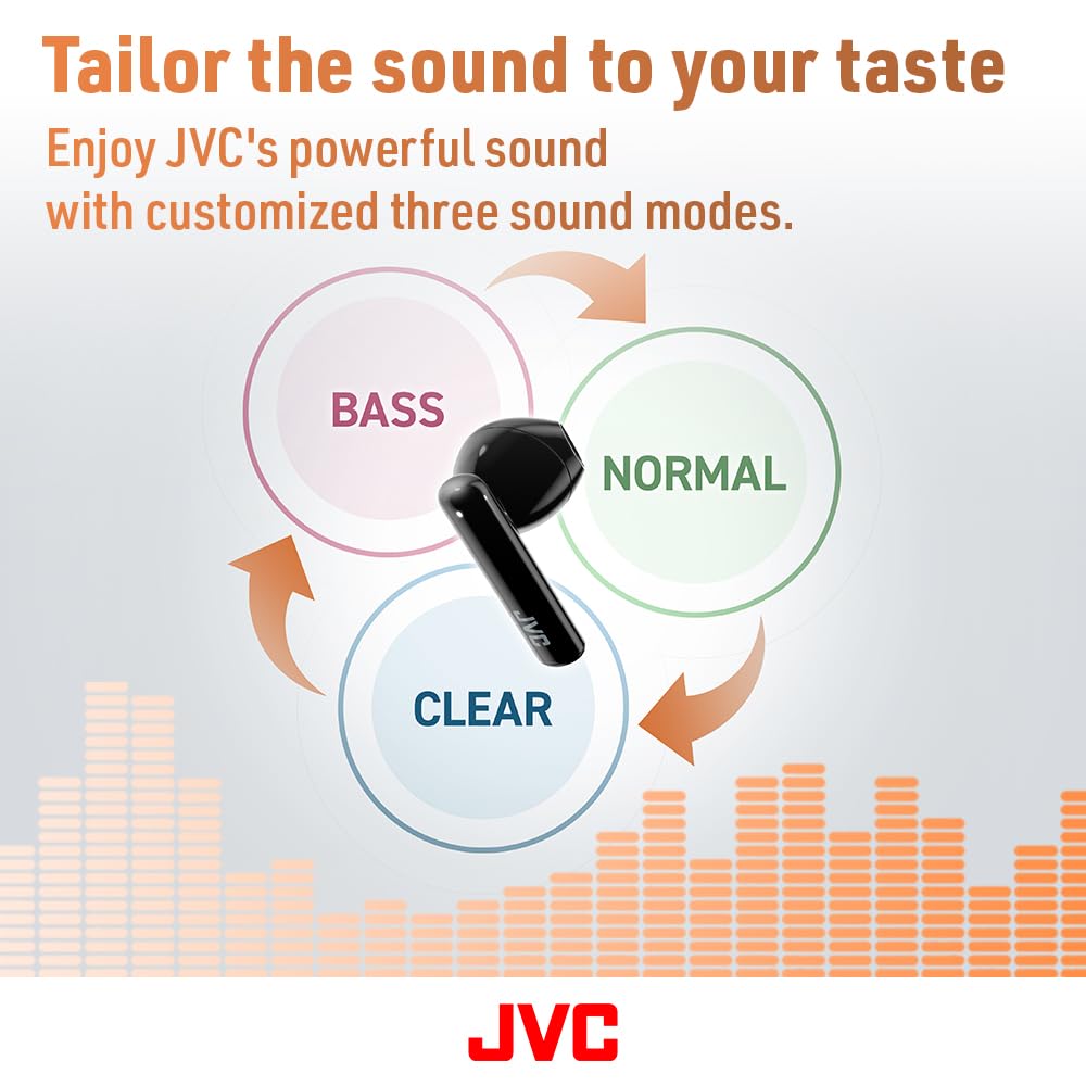 JVC Lightweight True Wireless Earbuds with 12mm Driver Unit, Bluetooth 5.1, Single use, IPX4, Long Battery Life (up to 30 Hours) - HAA4TB (Black)