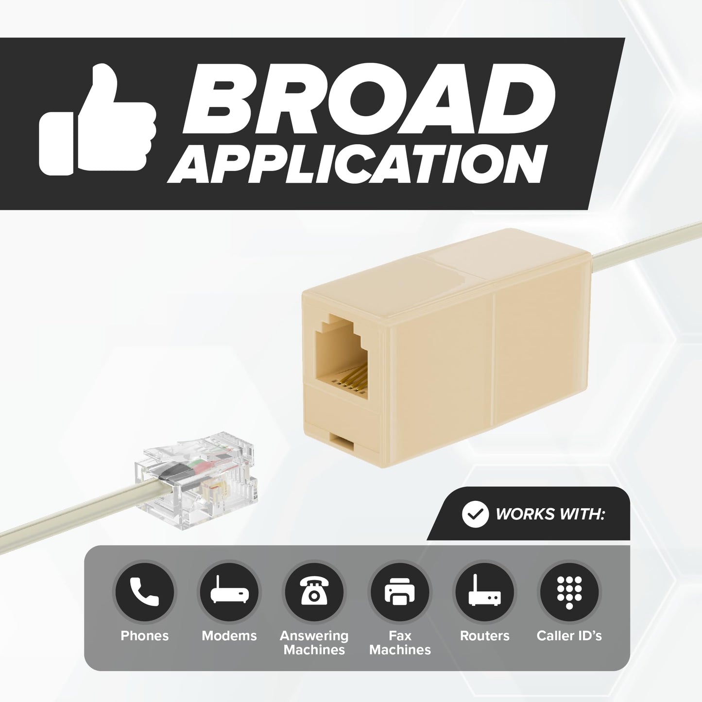 THE CIMPLE CO 50 FT Phone Cord for Landline - Modular Phone Line Cord for Fax, Printer, AIO, and Office Machines - 2 Conductor (2 Pin, 1 Line)