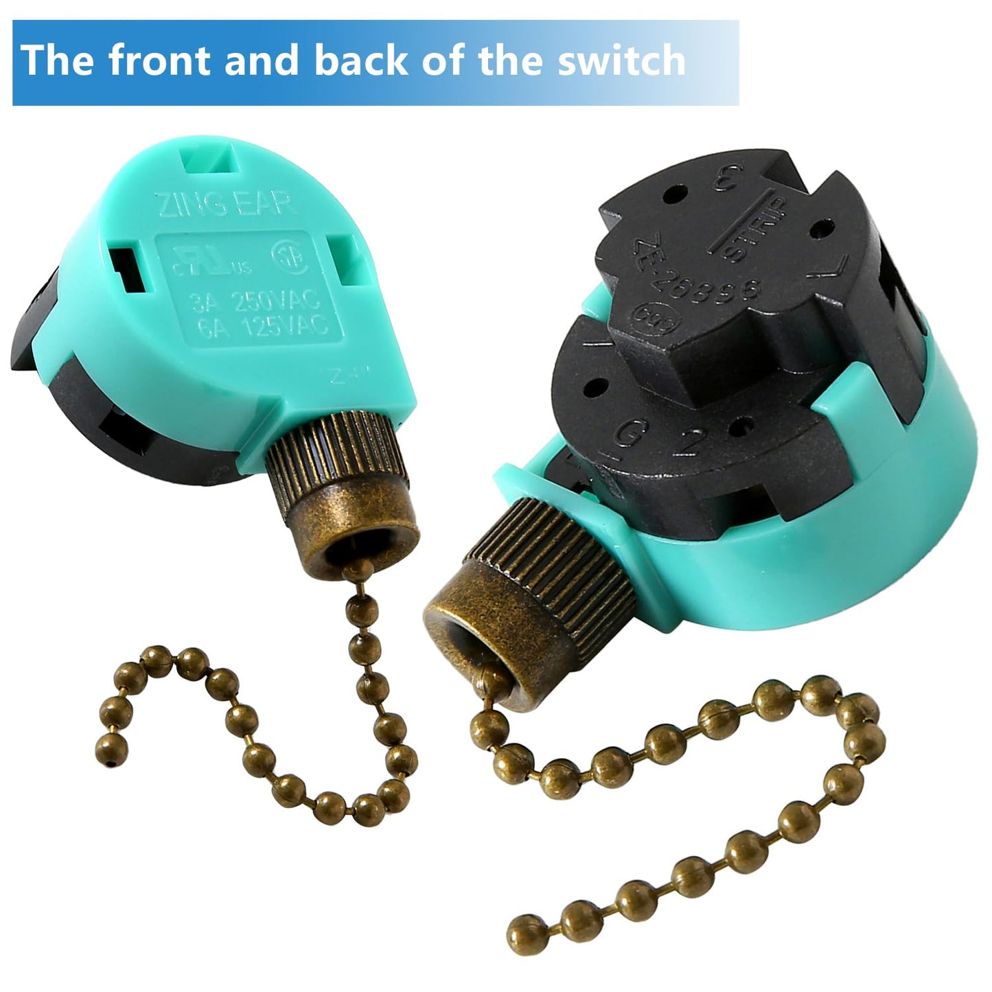 2PCS Ceiling Fans 3 Speed 4 Wire Pull Chain Switch Compatible with Hunter, Hampton Bay, Harbor Breeze, Westinghouse (Bronze)