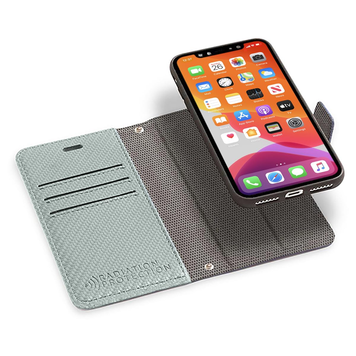 SafeSleeve Detachable Leather Wallet Case for iPhone 15, Wintergreen