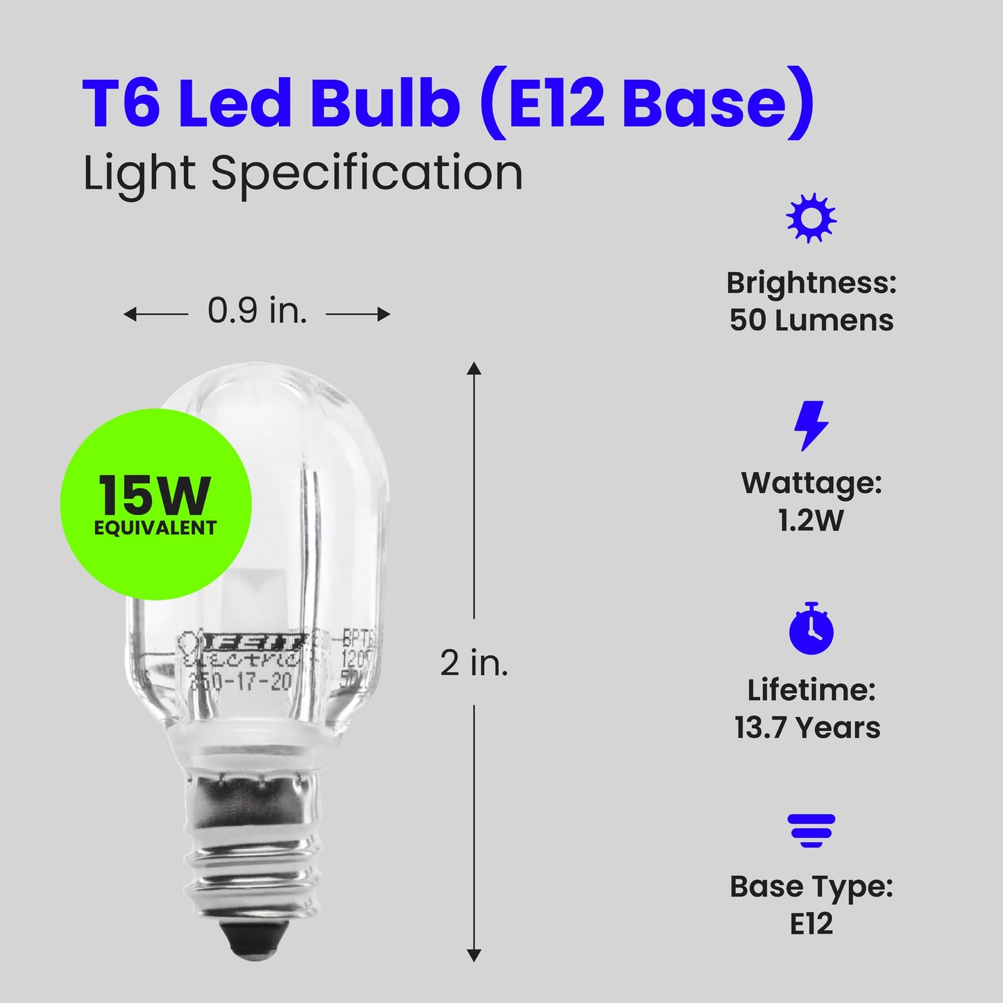Feit Electric BPT6/SU/LED 15W Equivalent T6 Special Use Non-Dimmable LED Light Bulb, Warm White