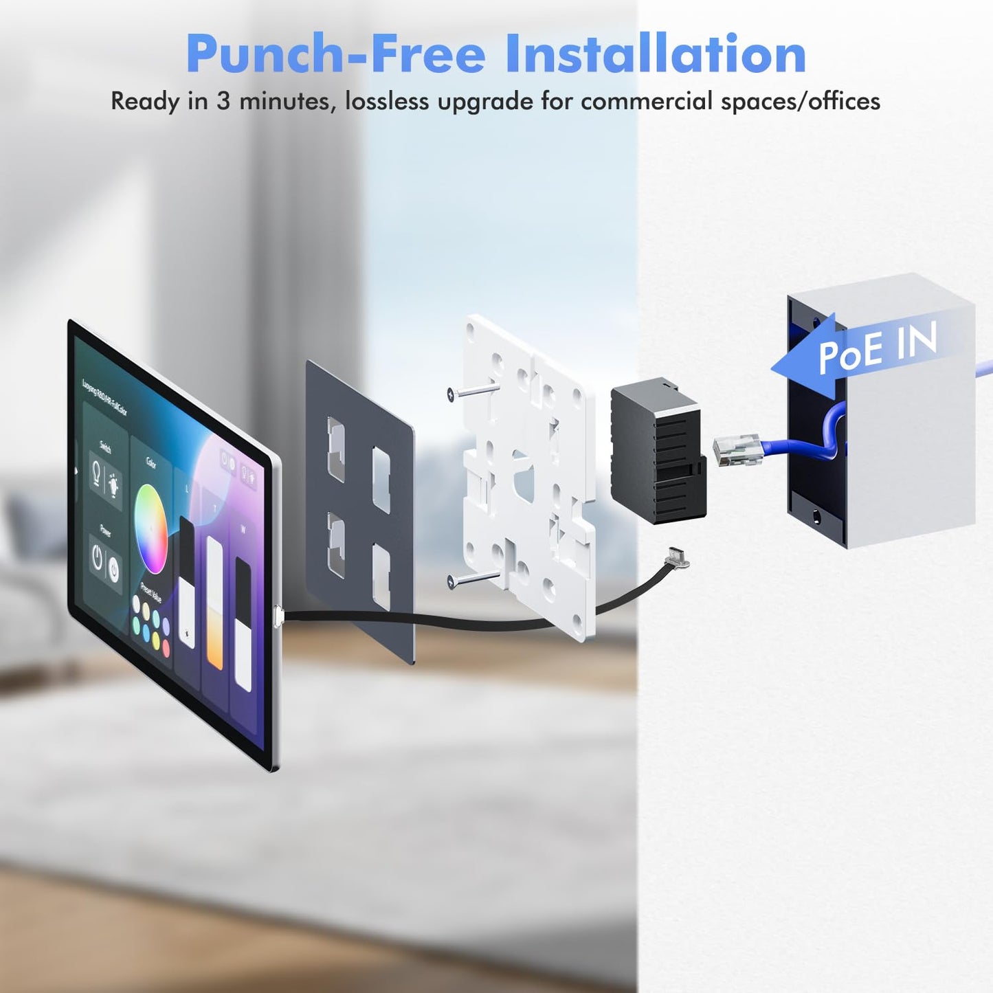 Agile Universal PoE Flush Tablet Wall Mount Kit with Bracket & Flat Cable