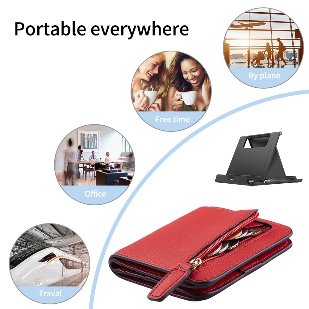 Kemoxan 4 Pack Portable Cell Phone Stand Holder for Desk, Foldable Pocket-Sized Mount, Universal Adjustable Desktop Mobile Phone Kickstand Compatible