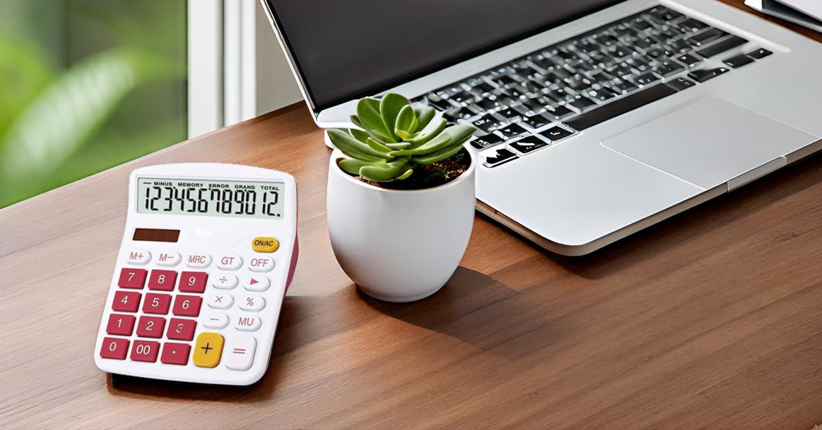 Meichoon Desktop Calculator Solar Battery Dual Power 12 Digit Large LCD Display Financial Dedicated Large Standard Function Desktop Business